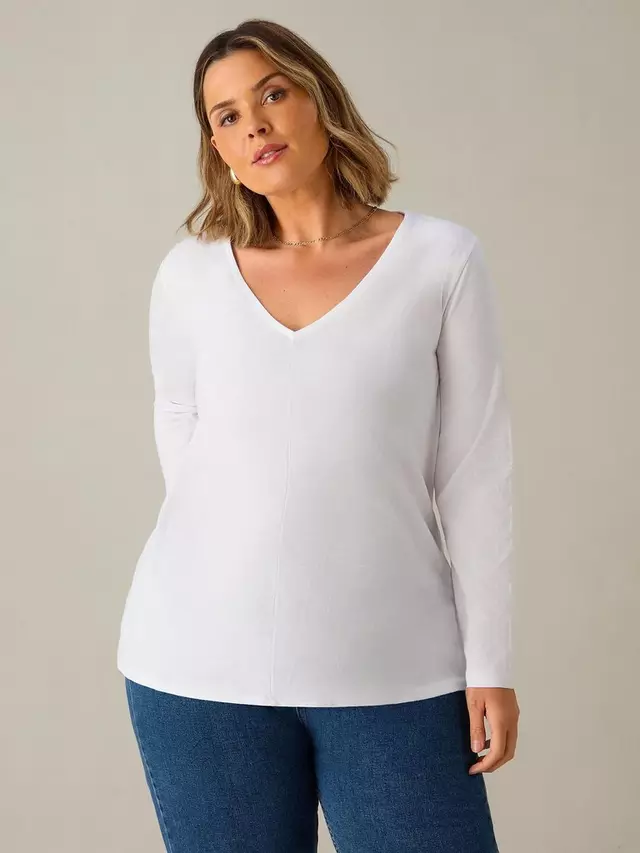 

Топ Live Unlimited Curve Cotton Slub V-Neck, белый