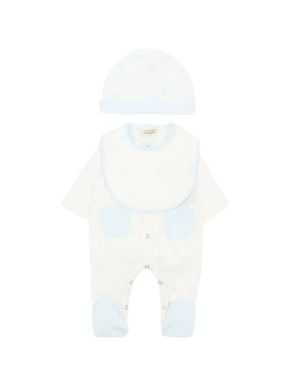 Комплект с принтом: бодик и шапочка Trussardi Junior, бежевый