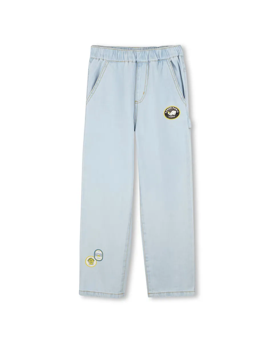 

Джинсы из хлопка для мальчиков с эластичным поясом Kenzo Kids, голубой