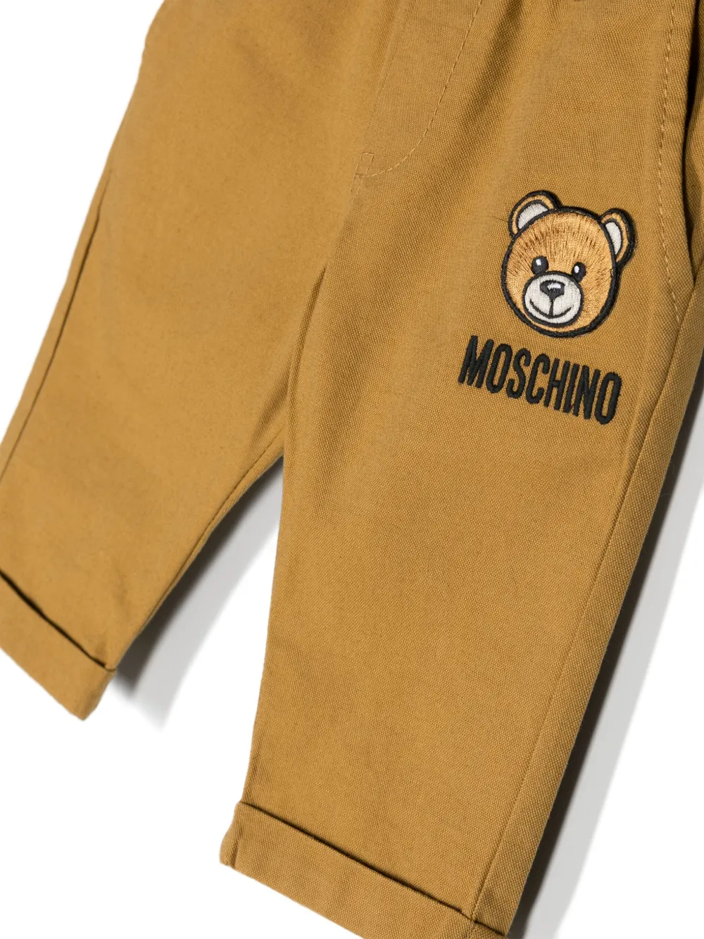 Брюки чинос средней посадки с нашивкой Teddy Bear Moschino Kids, коричневый — фото 3