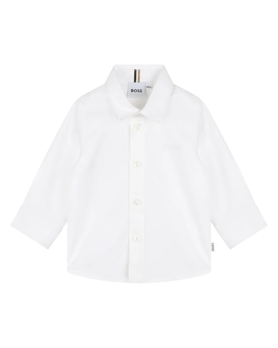 

Мальчиковая хлопковая рубашка для младенца BOSS Kidswear, белый