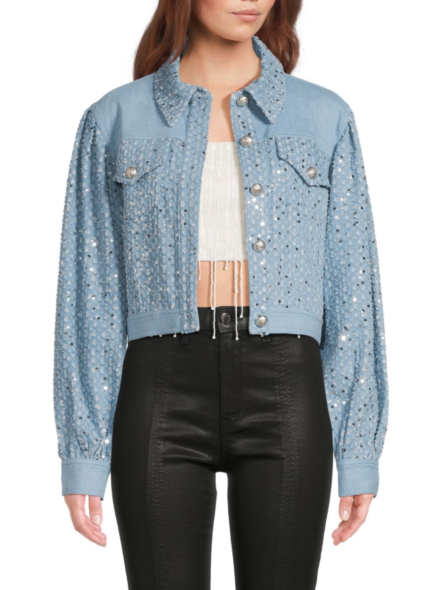 

Джинсовая куртка с пайетками Janet Ramy Brook, цвет Sequin Light Blue, Синий, Джинсовая куртка с пайетками Janet Ramy Brook, цвет Sequin Light Blue