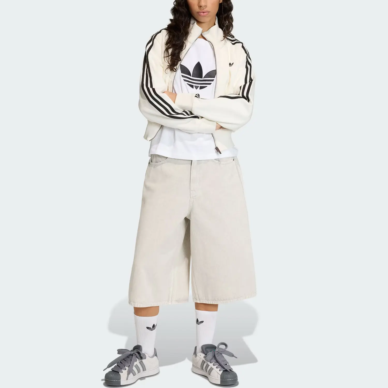 Куртка Firebird FW25 TRACK TOP DENIM, женская Adidas Originals, белый/черный — фото 3