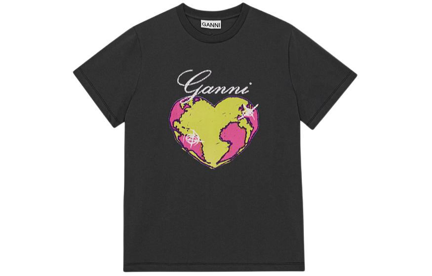 

Футболка с рукавом дроп-шоулдер женская GANNI, серый