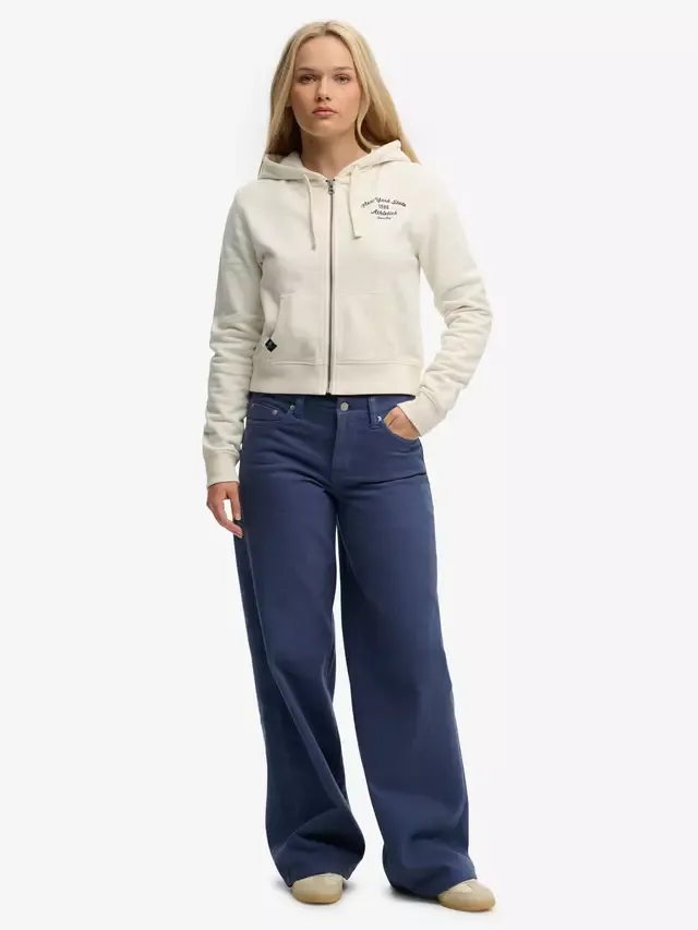 Укороченная толстовка на молнии Athletic Essentials, цвет Desert Bone, оттенок Offwhite Superdry — фото 3