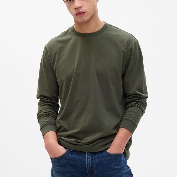 

Футболка с длинными рукавами из органического хлопка. Gap, зеленый