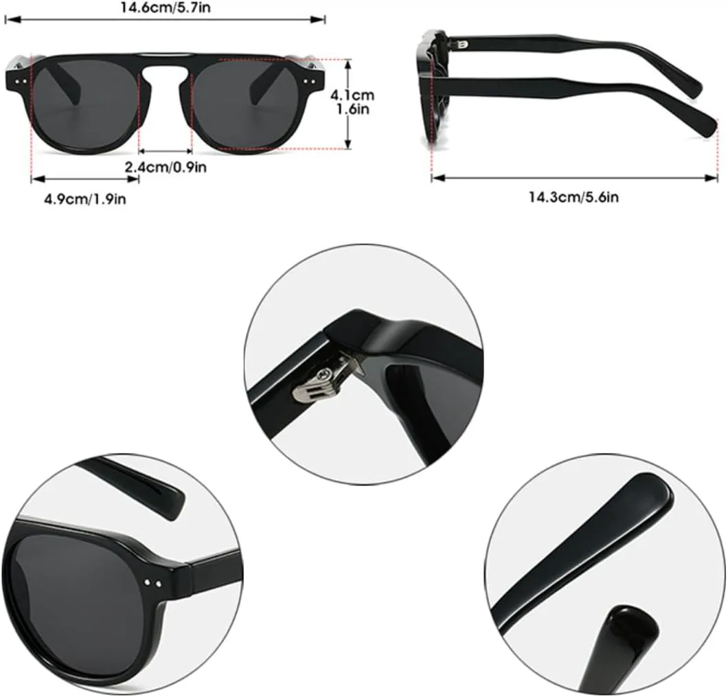 

Ретро квадратные женские солнцезащитные очки с заклепками, мужские панк-очки с градиентным переходом цвета, защита от УФ-излучения UV400 TVTBBVV, Grey Blue Tea