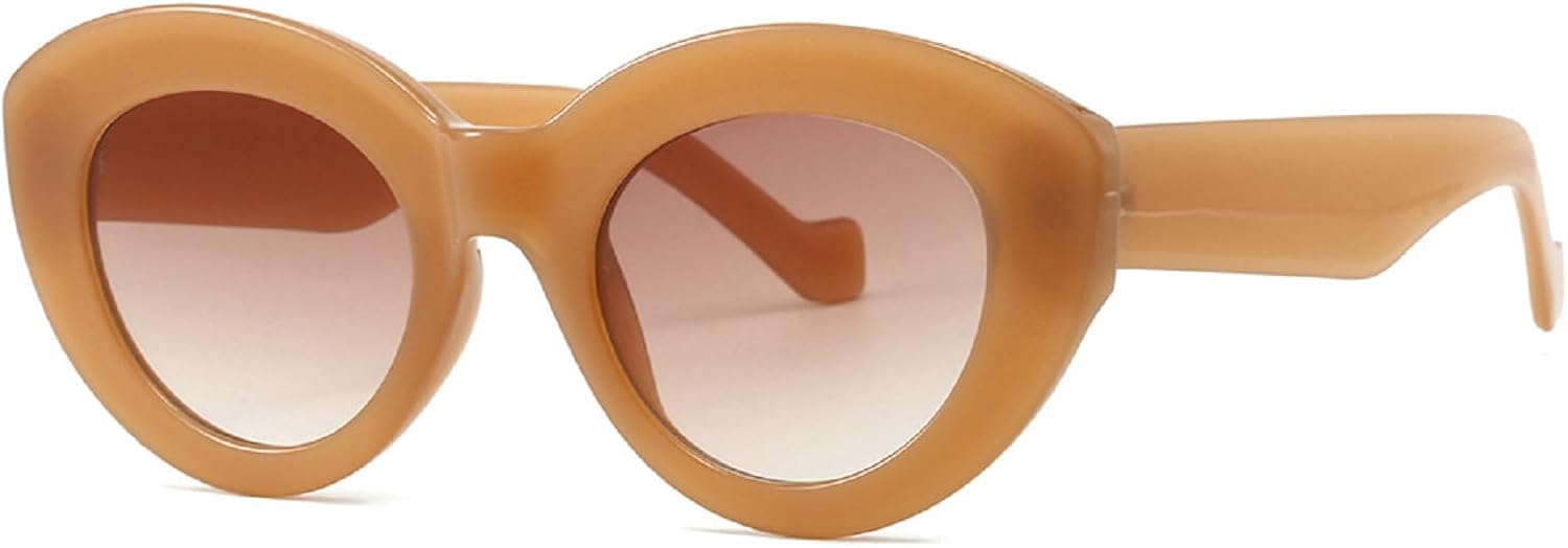 

Популярные модные женские солнцезащитные очки «кошачий глаз» большого размера, ретро-очки в толстой оправе с защитой от УФ-излучения UV400, мужские овальные солнцезащитные очки mincl, Brown