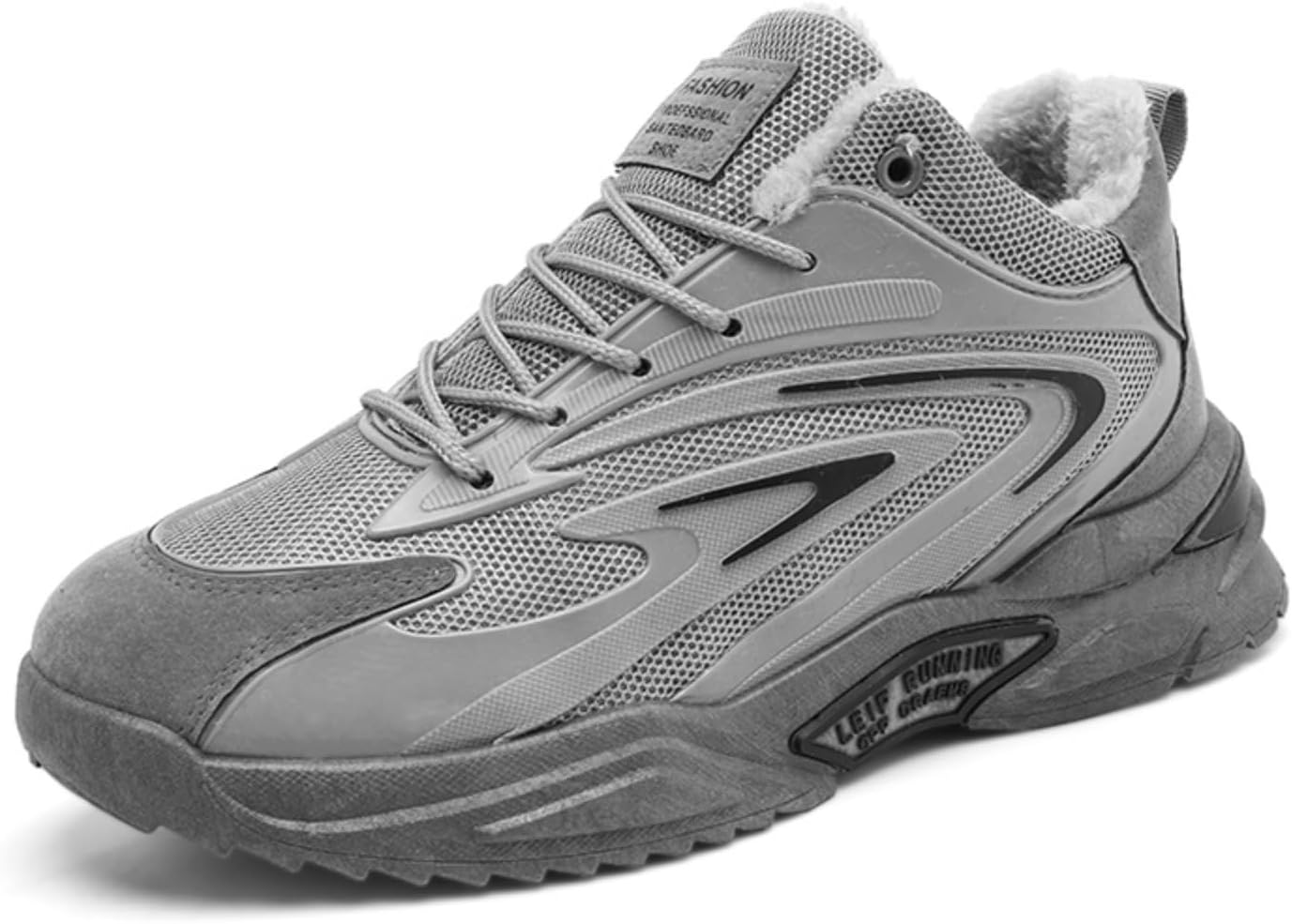 

Мужские кроссовки с флисовой подкладкой: ультра-теплые внутри, противоскользящие с толстой подошвой, стильные беговые кроссовки- модный рельефный дизайн, подходят для повседневной носки в холодную погоду и для повседневного стиля Khwfjas, серый