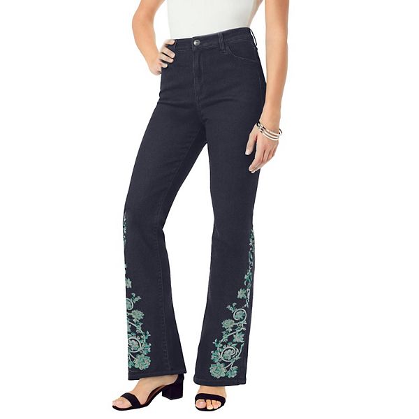 

Женские джинсы plus size с вышивкой, стретч и расклешенными штанинами Roaman'S, Indigo Vine