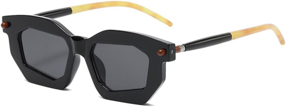 

Солнцезащитные очки Polygon Cat Eye женские, двухцветные, с прозрачными линзами, мужская оправа в стиле панк с заклепками, солнцезащитные очки UV400 LANGSER, Black Gray