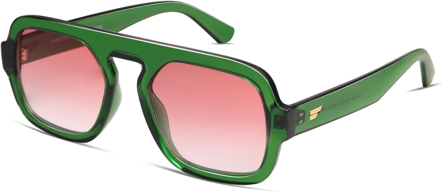 

Солнцезащитные очки-авиаторы VANLINKER большого размера в стиле ретро, ​​квадратной формы, для женщин и мужчин, винтажный стиль 70-х, модные большие очки с плоской верхней частью VL9826, C14-green/Gradient Red