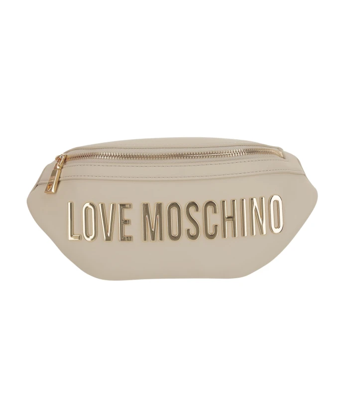 

Экологичная нейлоновая поясная сумка с логотипом. Love Moschino, бежевый