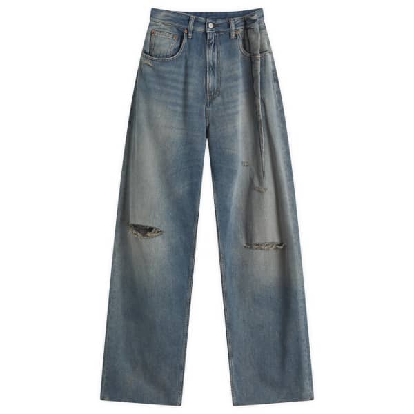 

Джинсы oversize с потертостями и пятью карманами Mm6 Maison Margiela, синий