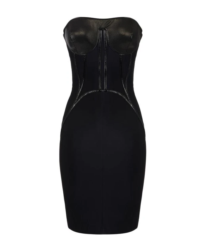 

Платье из неопреновой ткани с корсетными деталями. Elisabetta Franchi, черный
