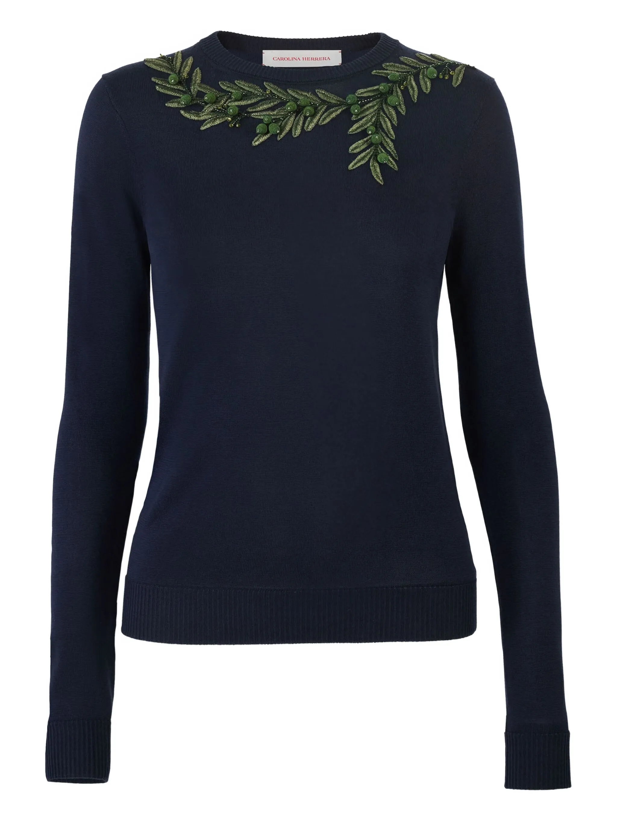 

Свитер с вышивкой Carolina Herrera, синий