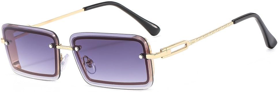 

Винтажные модные солнцезащитные очки без оправы, прямоугольные, с градиентным покрытием, защита от УФ-излучения UV400, дорожные солнцезащитные очки для женщин MTZJH, C2