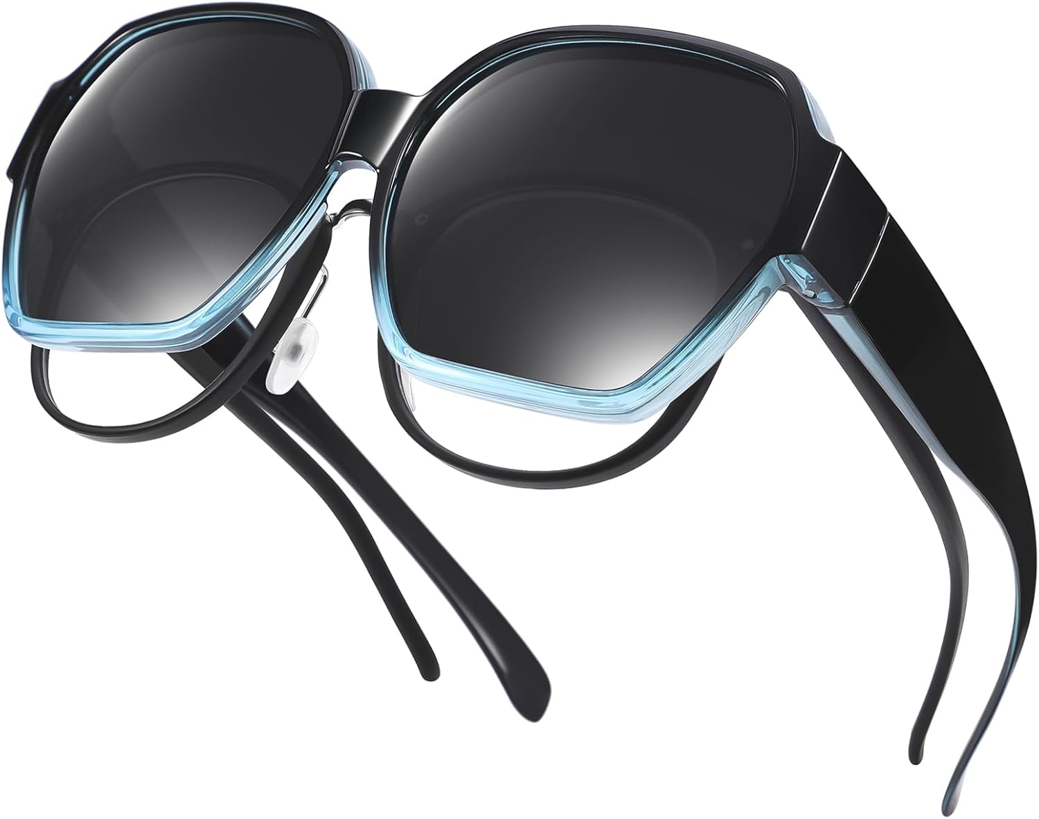 

Большие солнцезащитные очки, надеваемые поверх обычных очков, для мужчин и женщин, поляризованные квадратные солнцезащитные очки с линзами, защищающими от УФ-излучения UV400 TINHAO, Gradient Light Blue