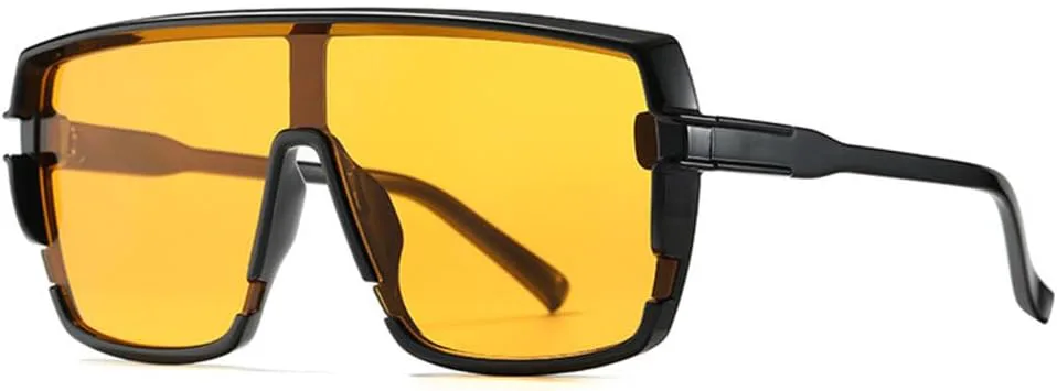 

MUTYNE Роскошные солнцезащитные очки большого размера для женщин и мужчин, модные солнцезащитные очки в винтажном стиле, спортивные очки-маска, Black Yellow