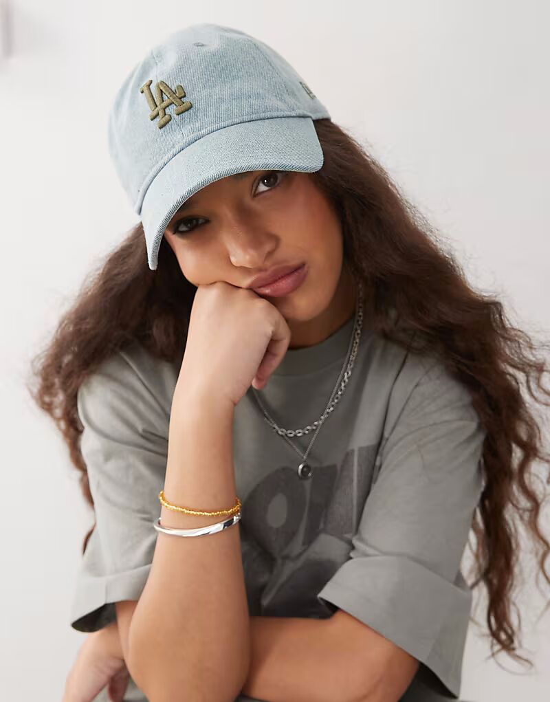 

Контрастная бейсболка New Era LA Dodgers 9twenty из светлого денима