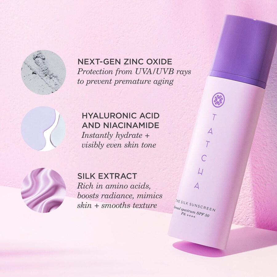 Солнцезащитный крем Silk Sunscreen SPF 50, невесомый минеральный солнцезащитный крем. Tatcha, 1.7 oz /50 mL — фото 3