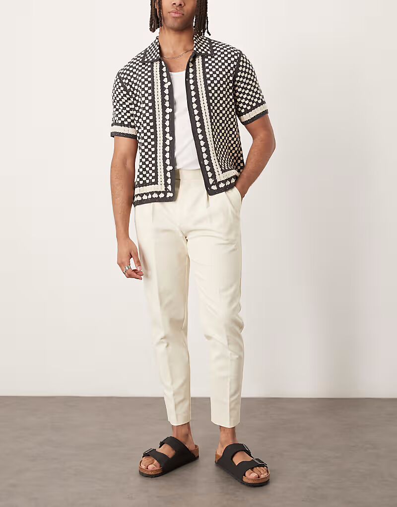 

Зауженные брюки-чиносы из хлопка белого цвета Asos Design