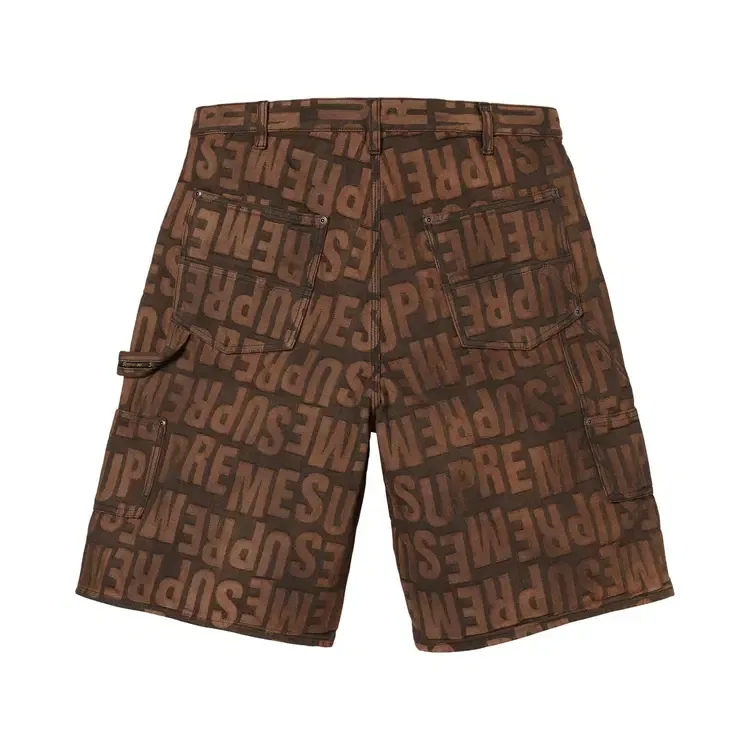 Джинсовые шорты Supreme Repeat Jacquard Double Knee Denim Short, коричневый — фото 2