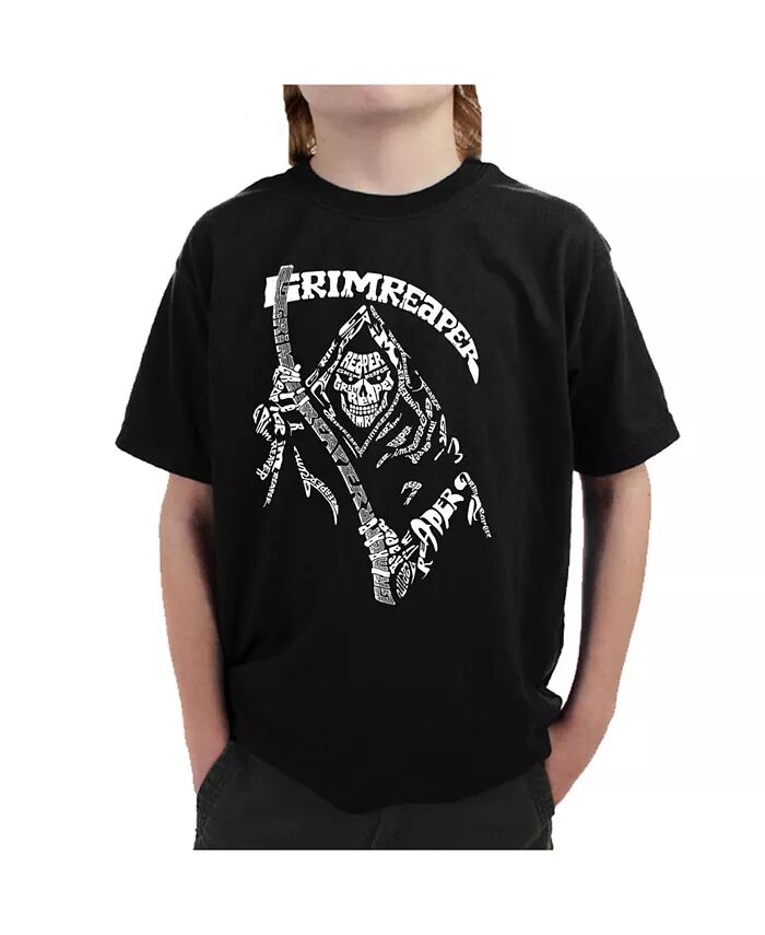 

Футболка для мальчика с надписью «Grim Reaper» LA Pop Art, черный