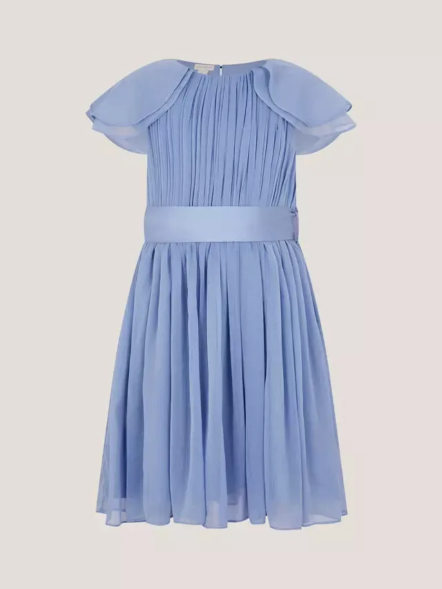 Детское платье подружки невесты Ava из шифона с рукавами-кейпами Monsoon, Blue