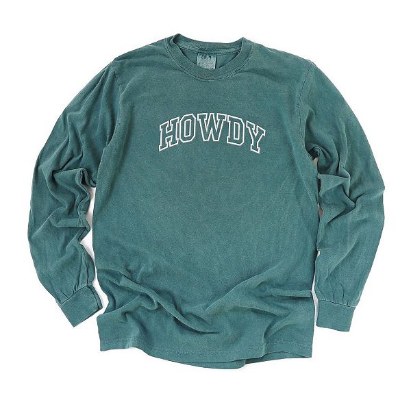 

Футболка с длинным рукавом Embroidered howdy varsity outline garment dyed Simply Sage Market, Blue Spruce, Зеленый, Футболка с длинным рукавом Embroidered howdy varsity outline garment dyed Simply Sage Market, Blue Spruce