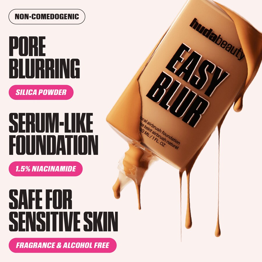 Тональная основа Easy Blur Natural Airbrush Foundation с ниацинамидом HUDA BEAUTY, 1 oz /30 mL, Vanilla 120B — фото 3