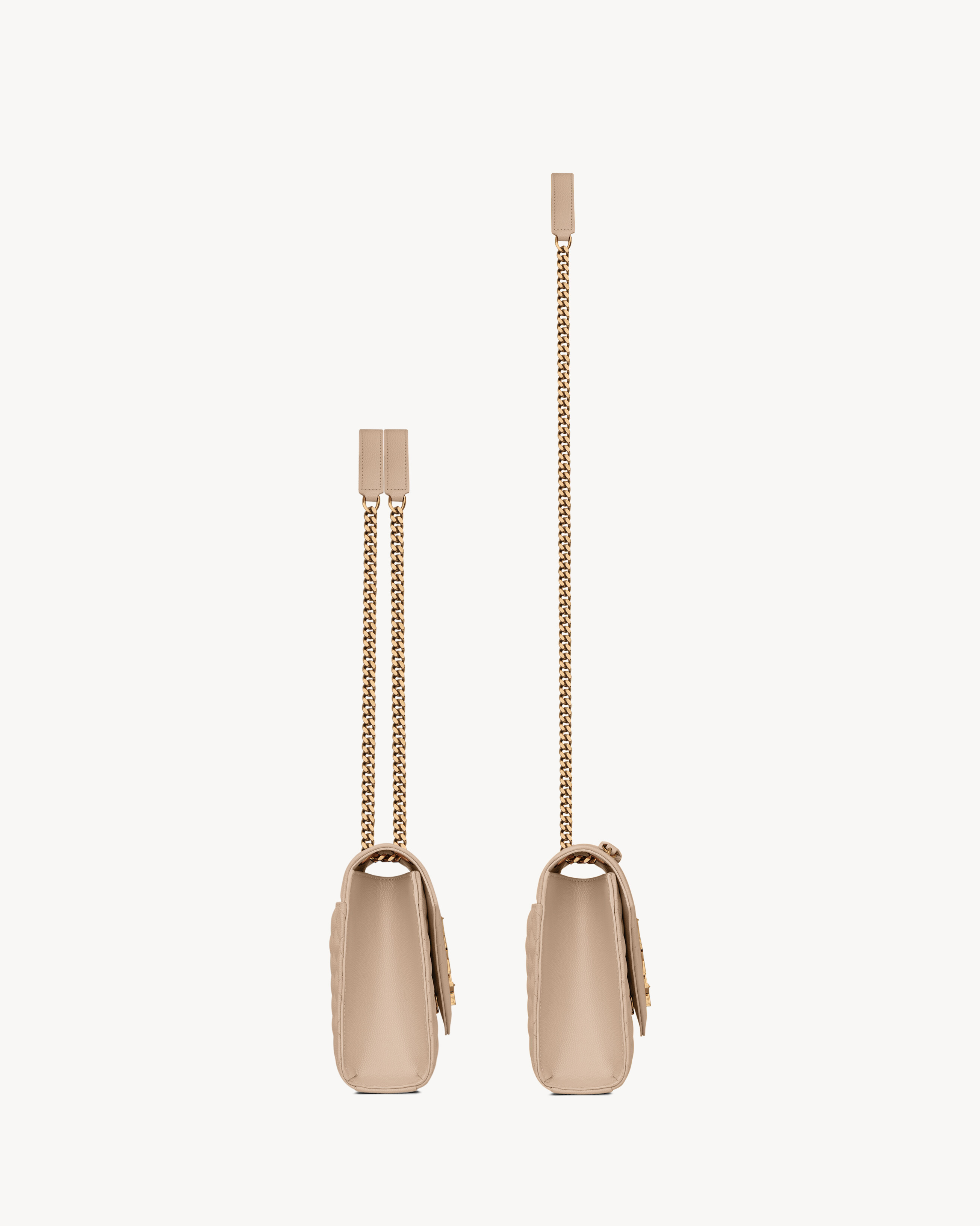 Сумка Envelope Medium из стеганой кожи Grain de Poudre с тиснением Saint Laurent, бежевый — фото 4