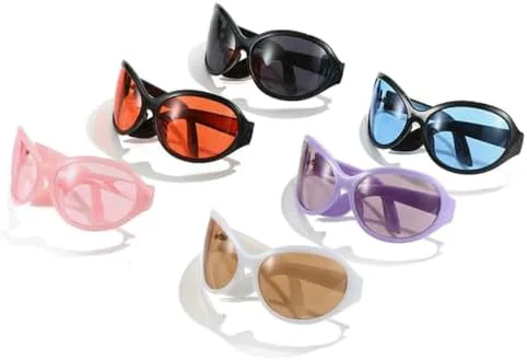 

Винтажные солнцезащитные очки большого размера 2027 года для женщин в стиле панк, спортивные, модные, овальные, с защитой от УФ-излучения UV400 MTZJH, Black Red