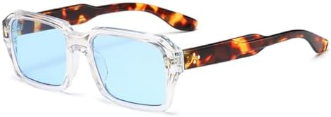 

Винтажные женские солнцезащитные очки, модные двухцветные мужские солнцезащитные очки в стиле панк с заклепками и градиентом, солнцезащитные очки UV400 MTZJH, Transparent Blue