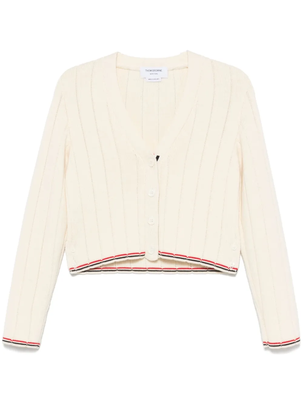 

Шерстяной кардиган в рубчик THOM BROWNE, нейтральный