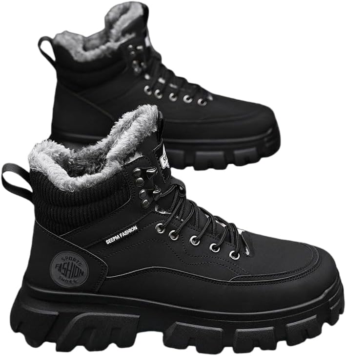 

Мужская модная спортивная обувь, кроссовки с противоскользящей подошвой, подходящие для уличных тренировок, зимние снежные ботинки Hhhchpm, черный