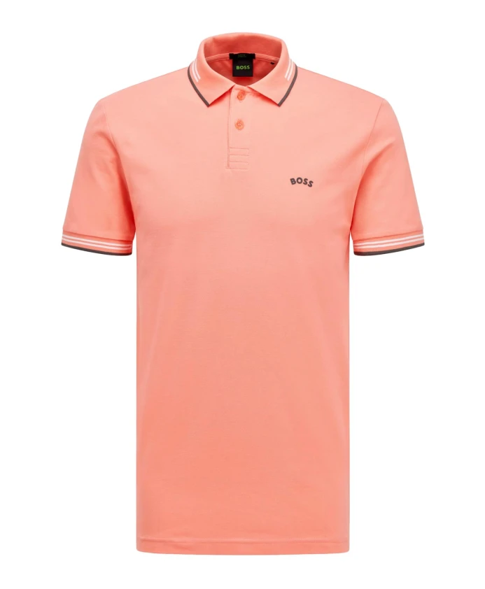 

Поло с изогнутым логотипом, светло-красного цвета. Hugo, розовый, Красный, Поло с изогнутым логотипом, светло-красного цвета. Hugo, розовый