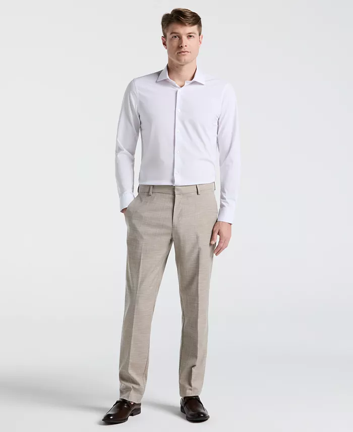 

Мужские классические брюки Modern Fit из ткани sharkskin Perry Ellis Portfolio, коричневый/бежевый