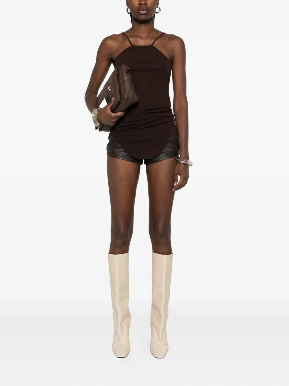 Топ Skorpio на тонких бретелях Rick Owens, коричневый — фото 2