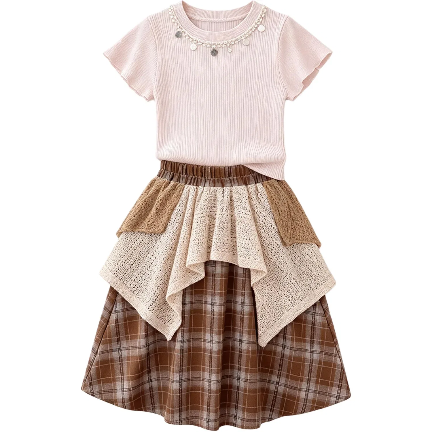 Детский комплект из топа и юбки Disney, хаки
