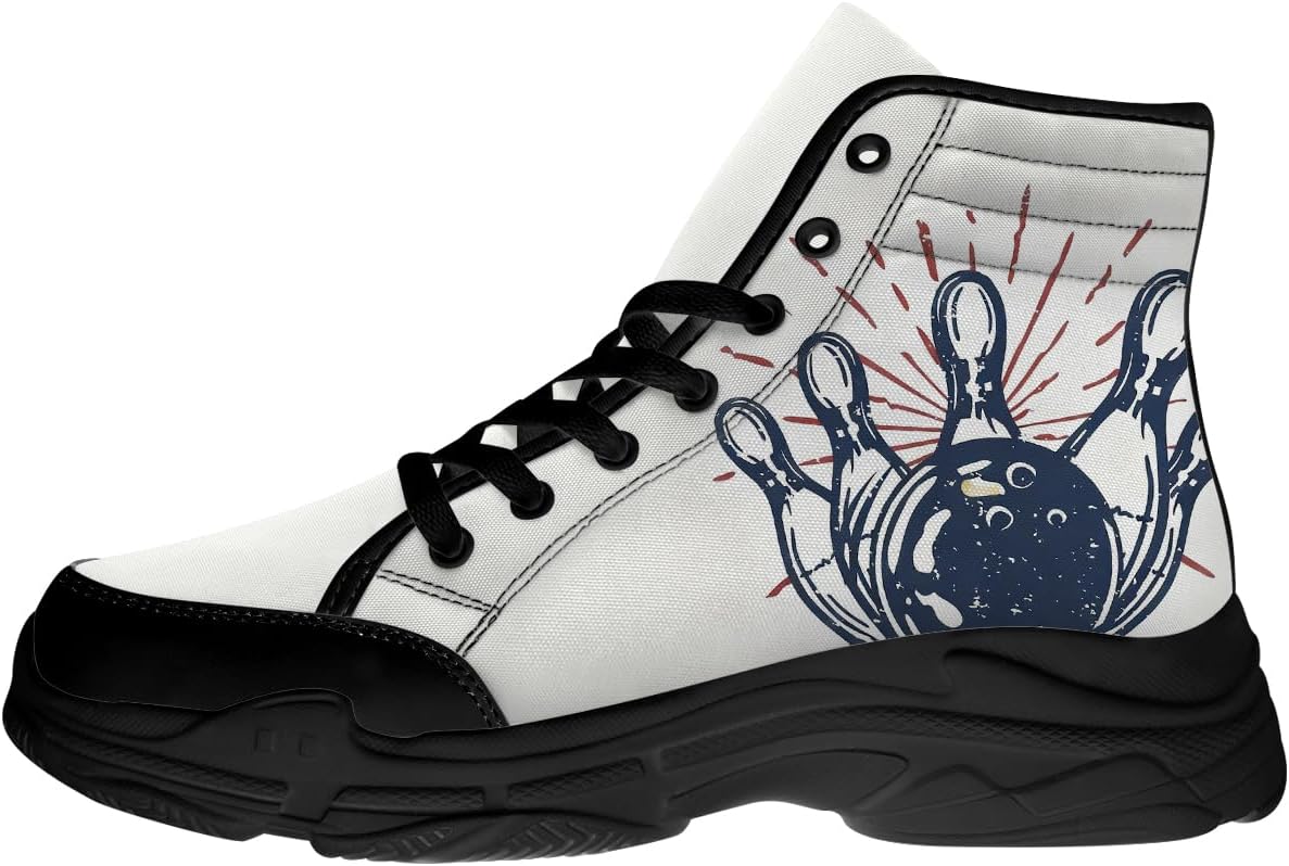 

Кроссовки Quorax для мужчин и женщин с высоким верхом для боулинга, на шнуровке, из холста, подарок для него и для нее, белый