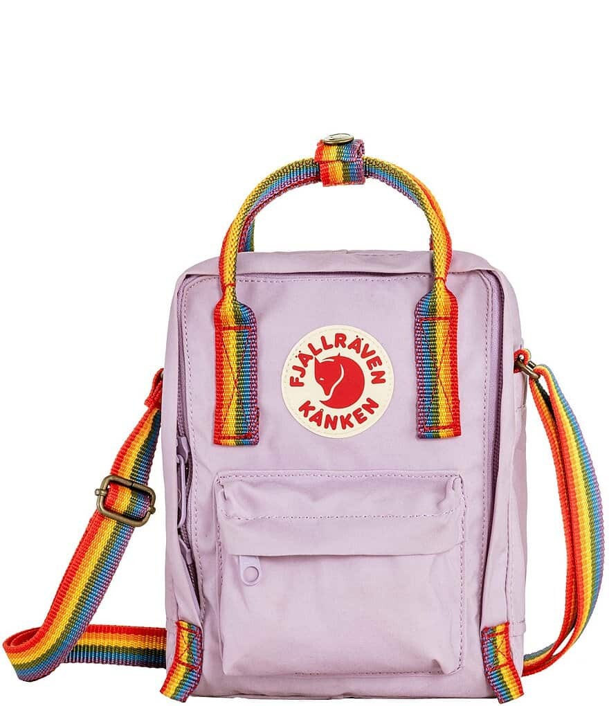 

Сумка на ремне Fjallraven с нашивкой-логотипом Kanken и радужной ручкой, фиолетовый