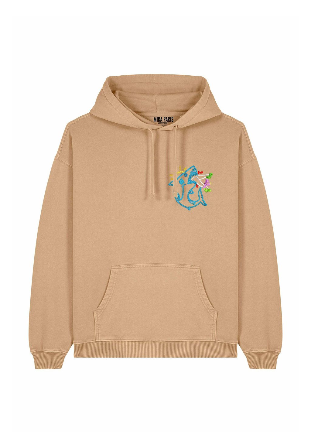 

Толстовка SHARK EMBROIDERY UNISEX VINTAGE - Hoodie Mira Paris, бежевый