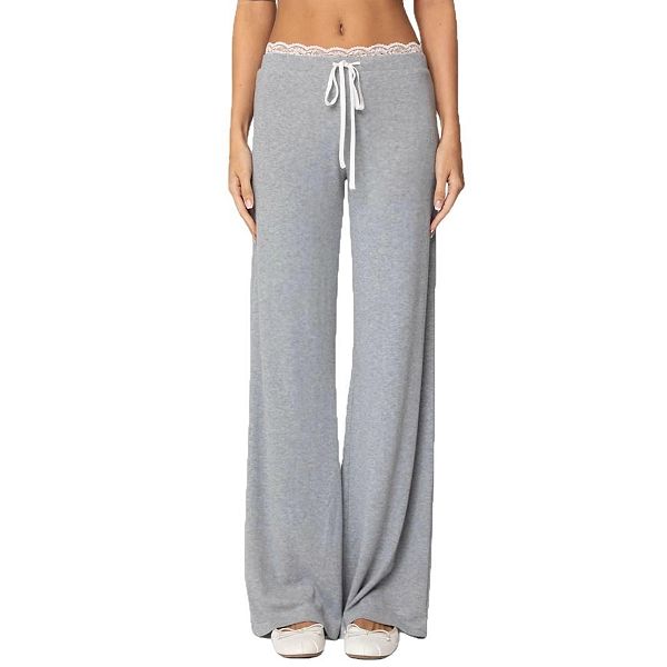 

Женские брюки с кружевными вставками и широкими штанинами в пол, эластичные и облегающие, повседневные Yesfashion