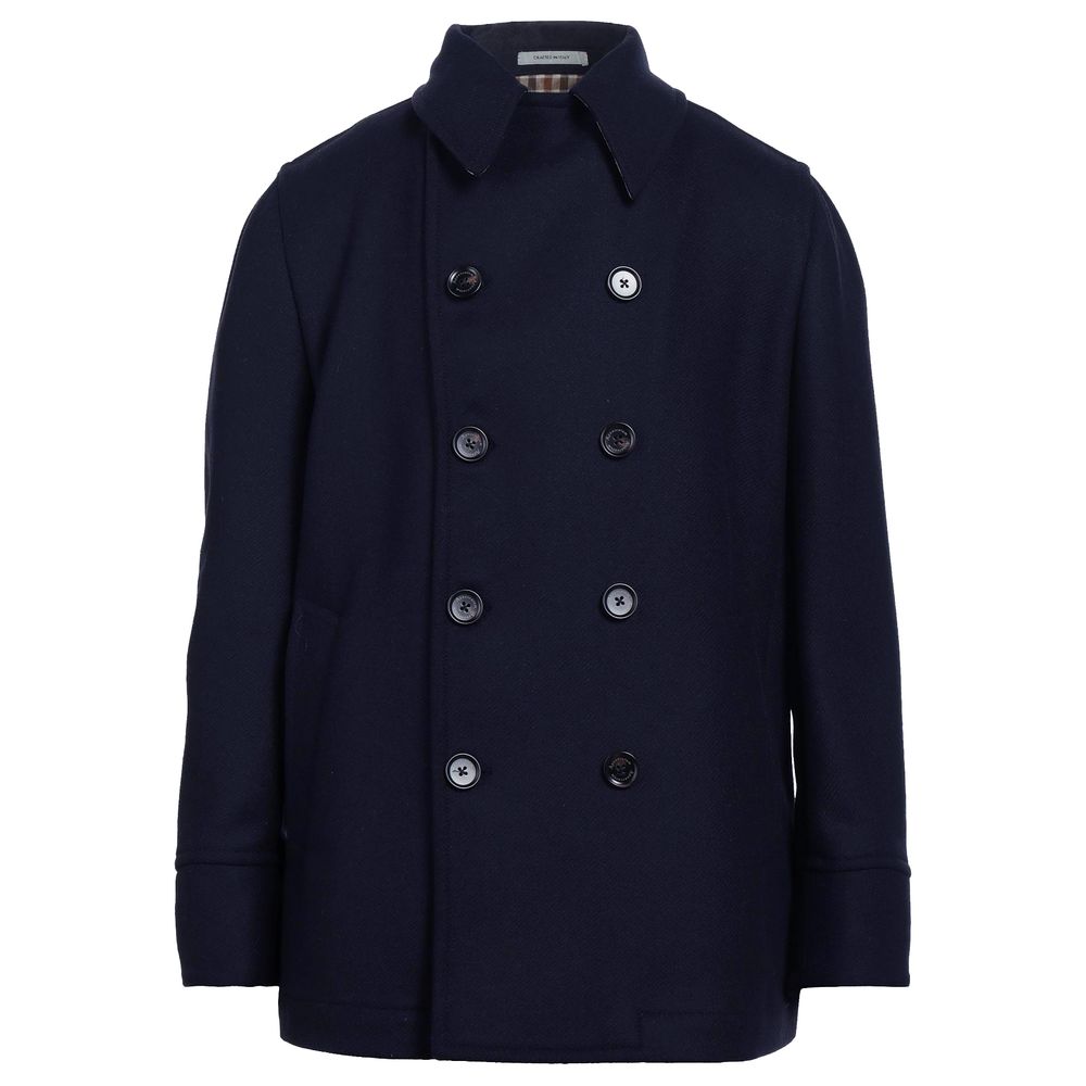 

Элегантное двубортное мужское шерстяное пальто Aquascutum, синий
