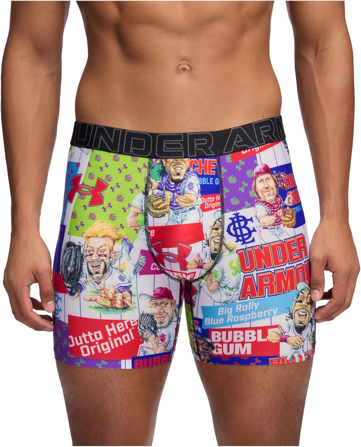 

Under Armour мужские боксеры Performance Tech Mesh Print Singles, 6", Multi Big League Chew-Single