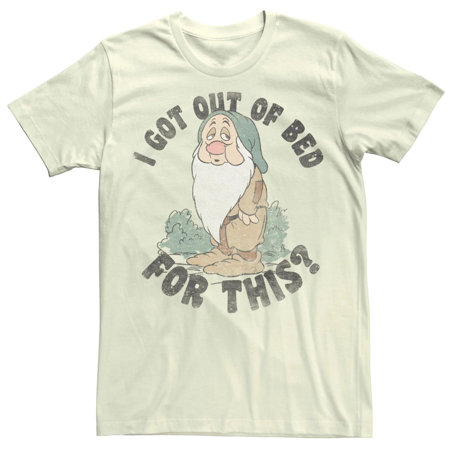 

Мужская футболка Disney Snow White Sleepy с винтажным рисунком «Я встал из постели ради этого» Licensed Character