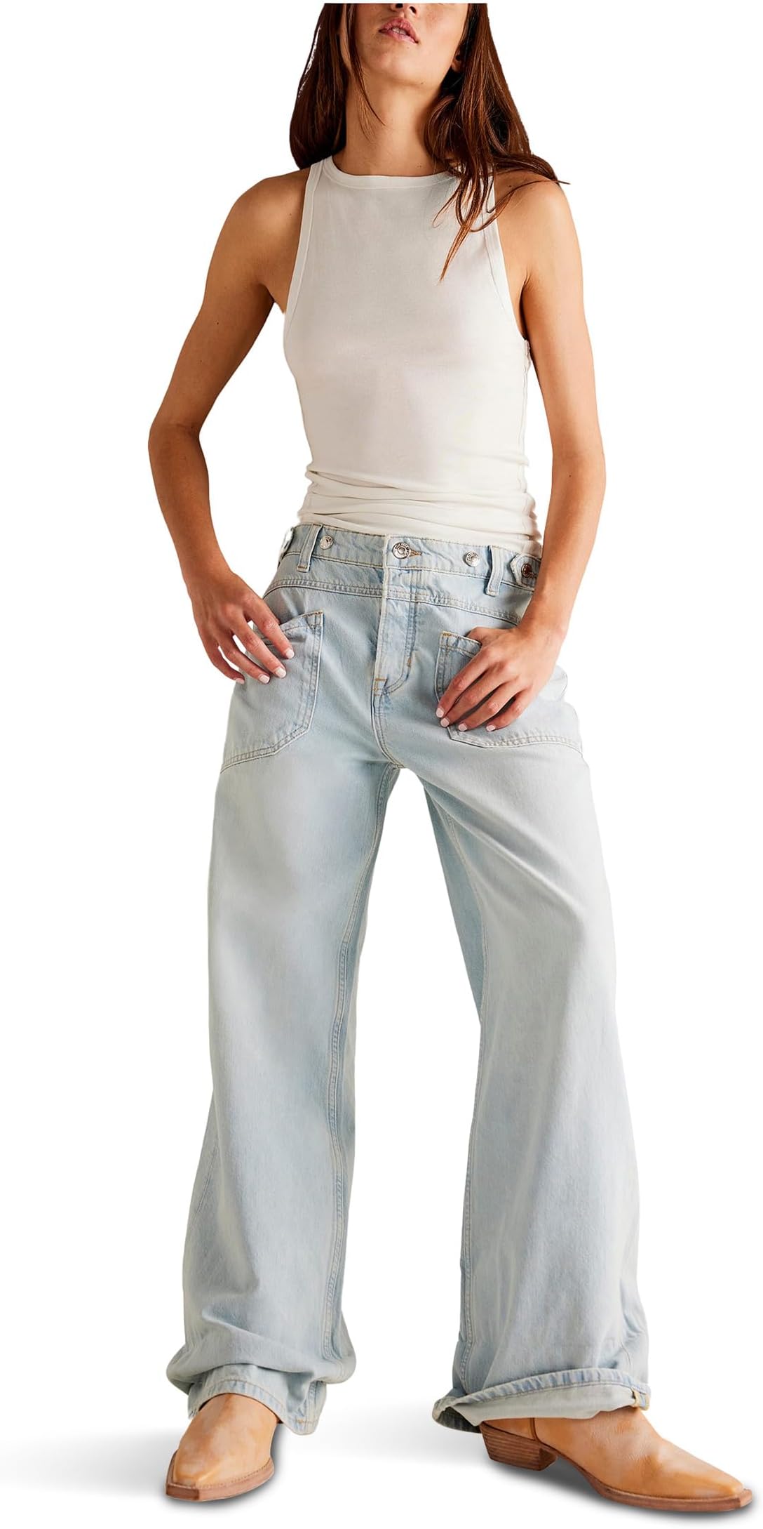 

Джинсы Free People Palmer Cuffed Jean, Daydream Blue