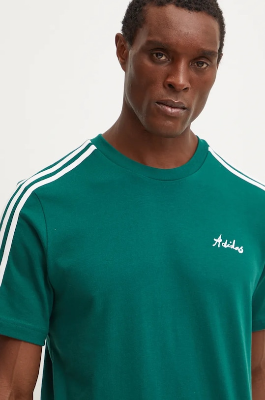 Хлопковая футболка Adidas, зеленый — фото 4