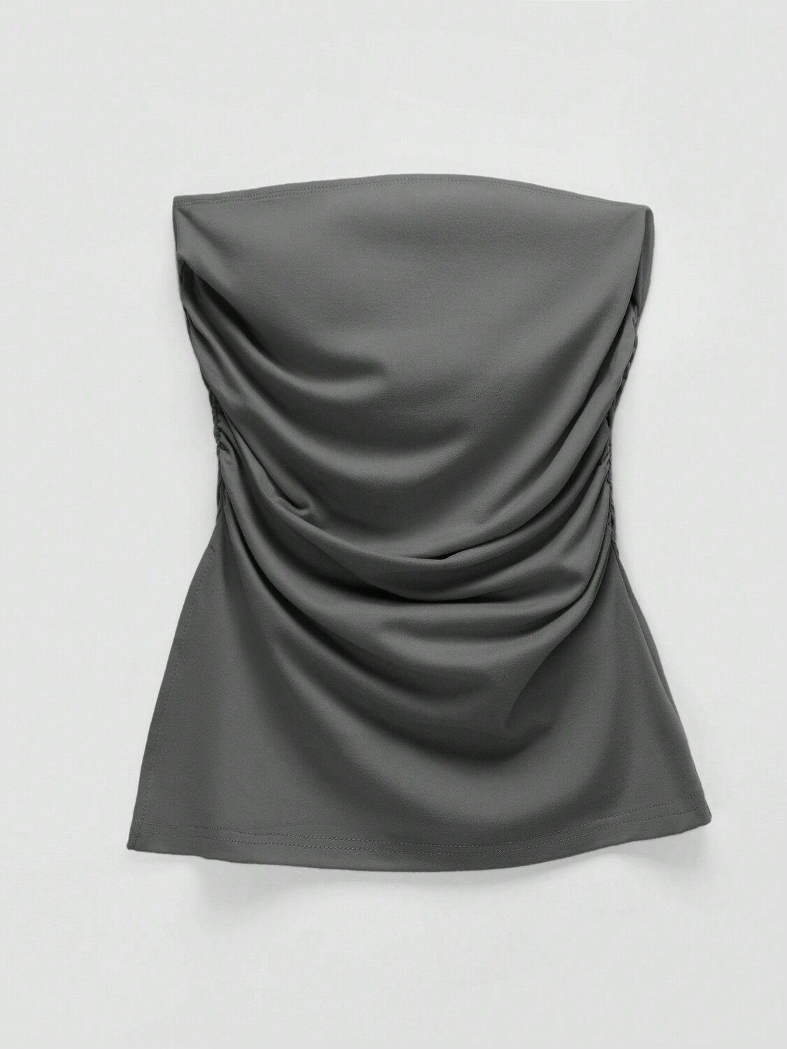 

SHEIN Топ без бретелек EZwear, однотонный, плиссированный, с разрезом, темно-серый